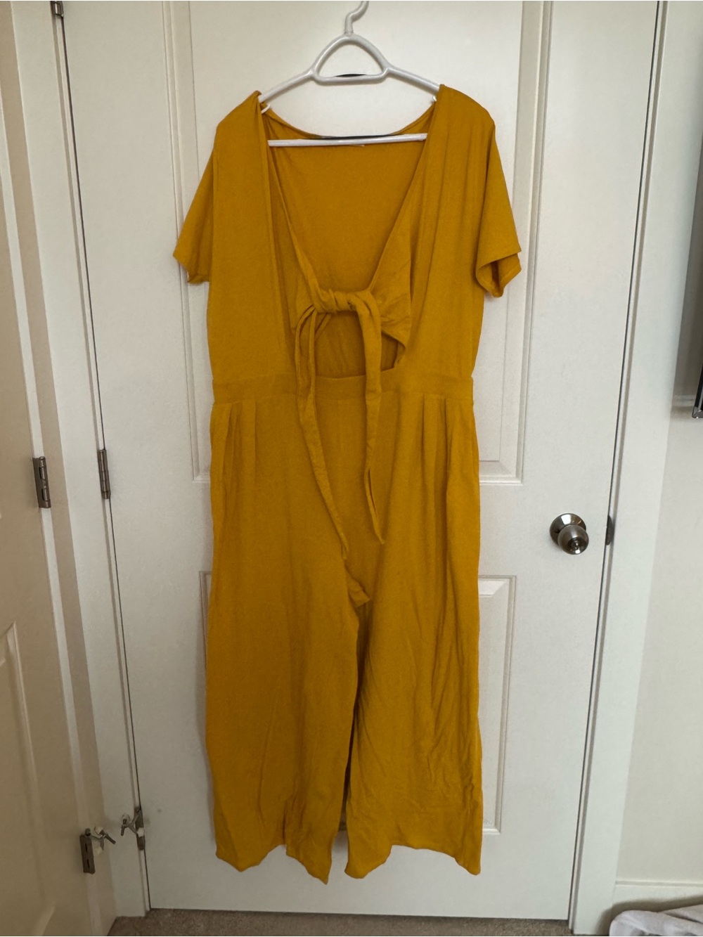 Rebdolls Mustard Tie-Back Wide-Leg Jumpsuit